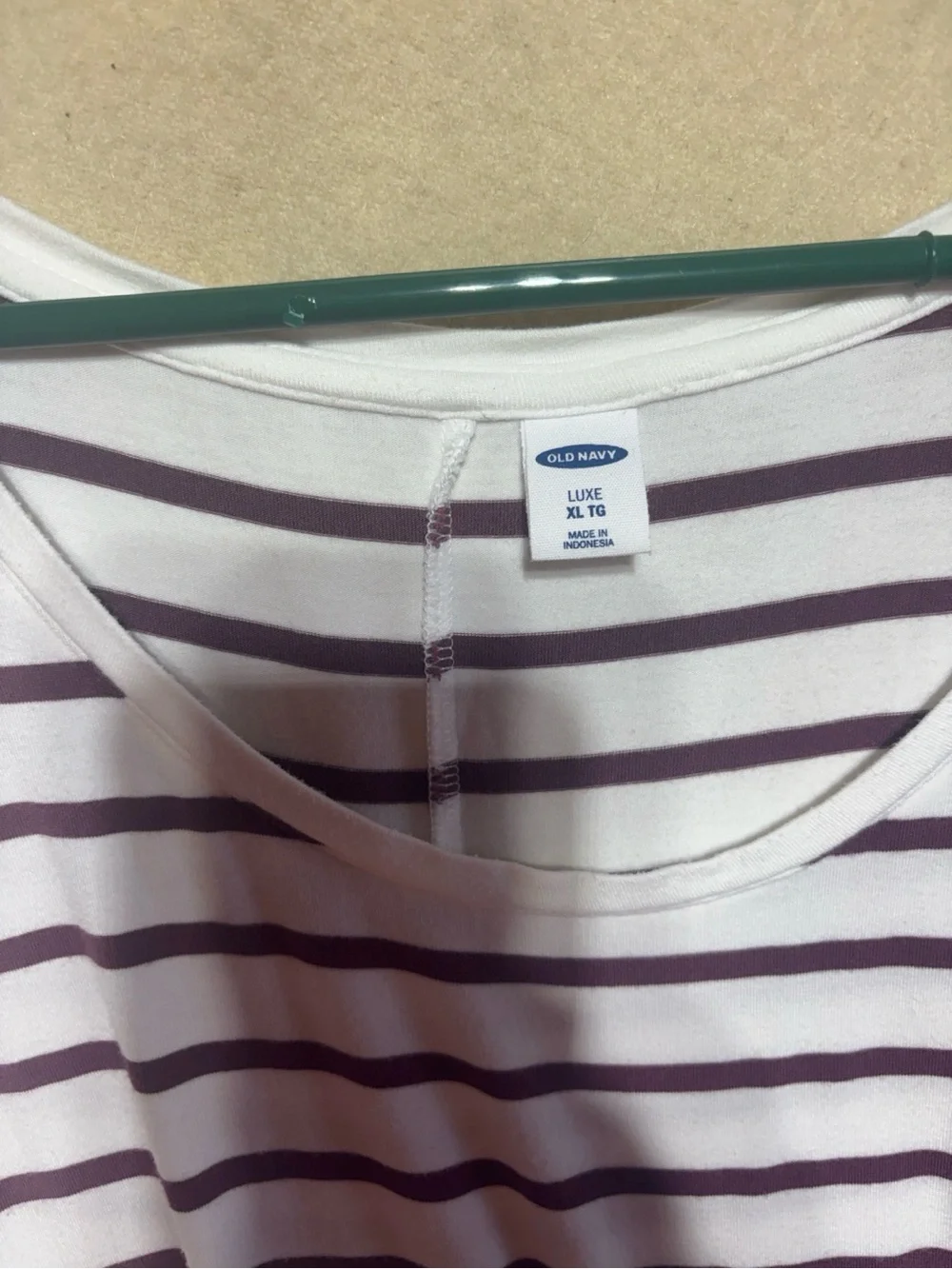 Old Navy White Tank Top with Brown Horizontal Stripes xl - Picture 2 of 3